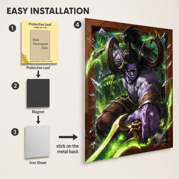 Video Game Metal Poster Wall Decor - WOW Illidan Stormrage - Image 2