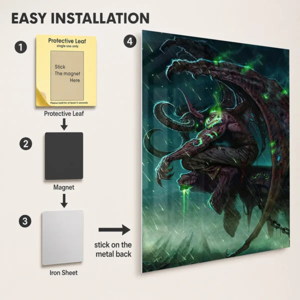 Video Game Metal Poster Wall Decor - WOW Illidan Stormrage - B - Image 2