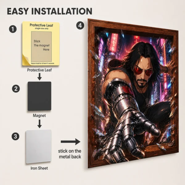 Video Game Metal Poster Wall Decor - 2077 Johnny Silverhand - Image 2