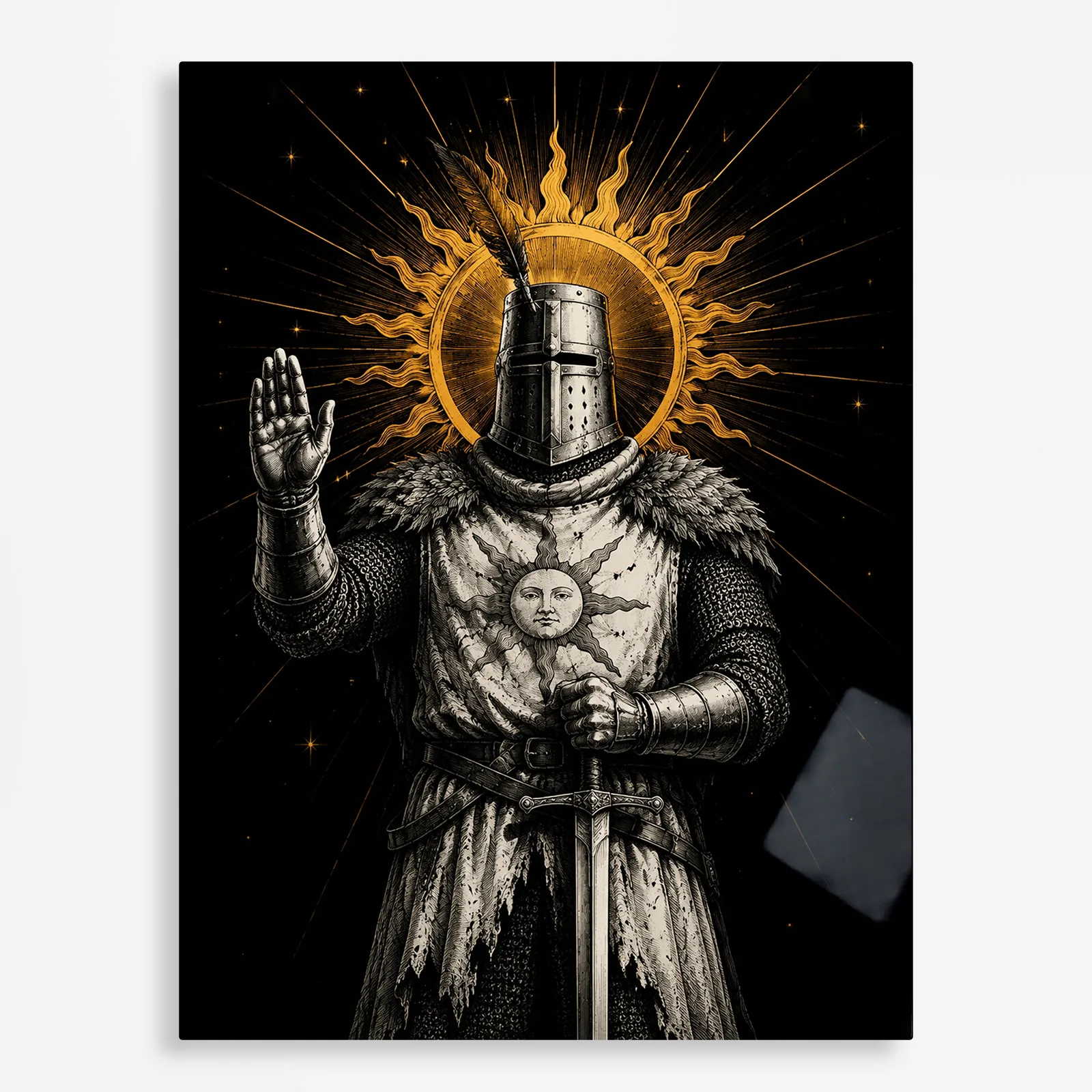 video game metal poster (49) s1 Video Game Metal Poster Wall Decor - DS Solaire of Astora - Image 1