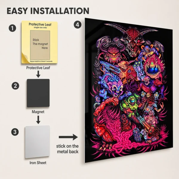 Video Game Metal Poster Wall Decor - Doom - A - Image 2