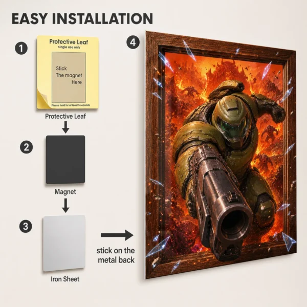 Video Game Metal Poster Wall Decor - Doom - A - Image 2