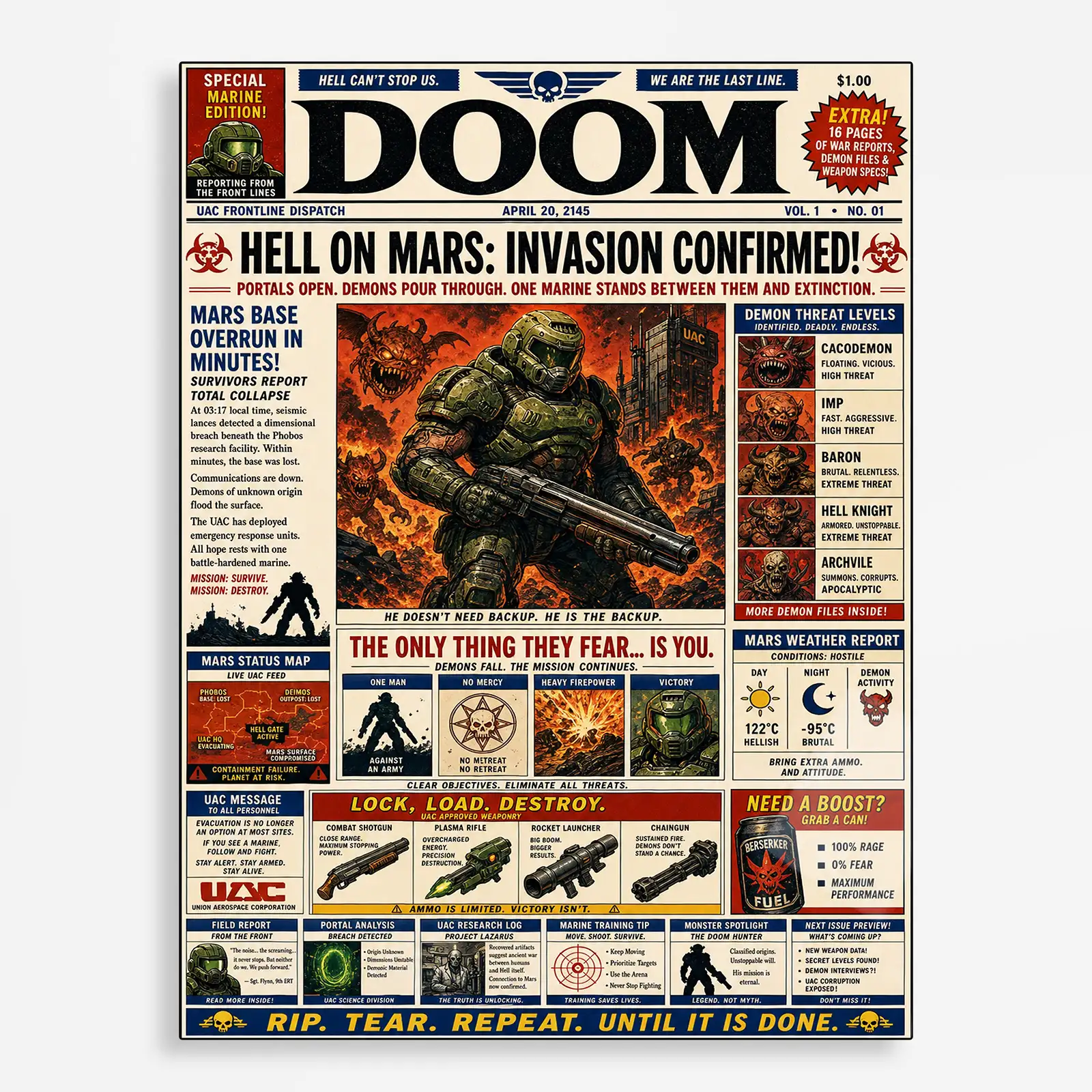 video game metal poster (70) s1 Video Game Metal Poster Wall Decor - Doom - C - Image 1