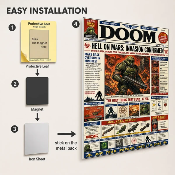 Video Game Metal Poster Wall Decor - Doom - C - Image 2