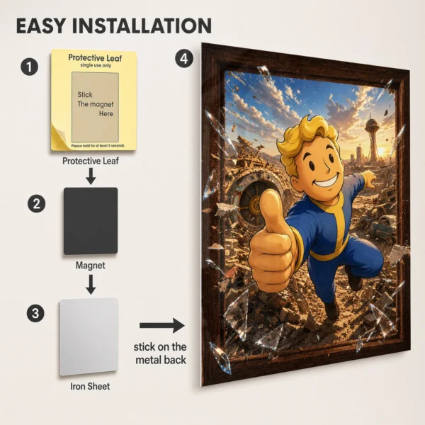 Video Game Metal Poster Wall Decor - Wasteland Vault Boy - Image 2