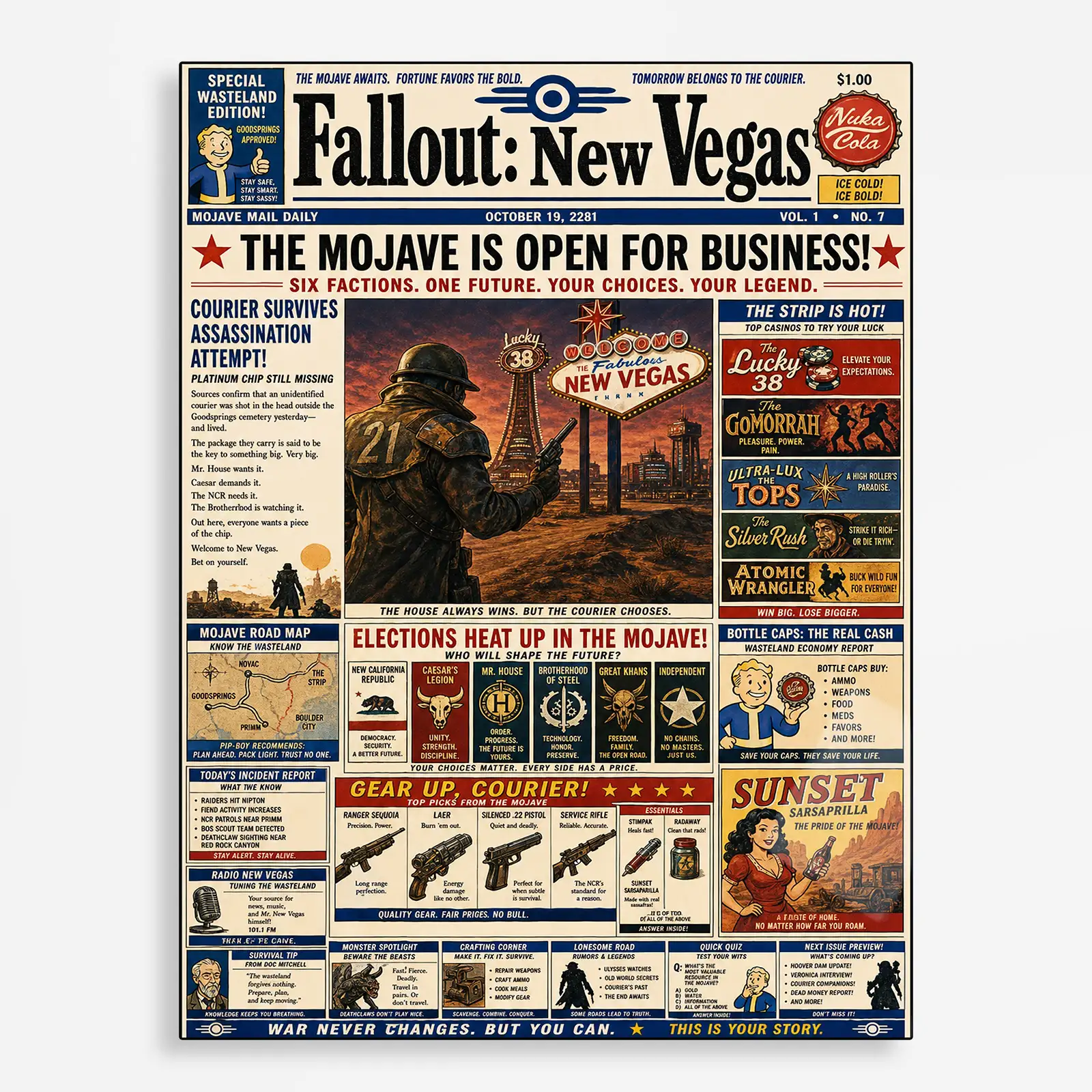 video game metal poster (87) s1 Video Game Metal Poster Wall Decor - Wasteland New Vegas - A - Image 1