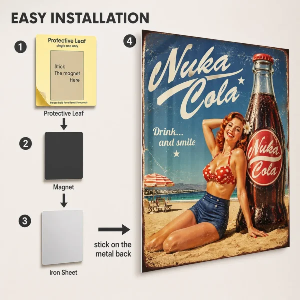 Video Game Metal Poster Wall Decor - Wasteland Nuka-Cola Girl - Image 2