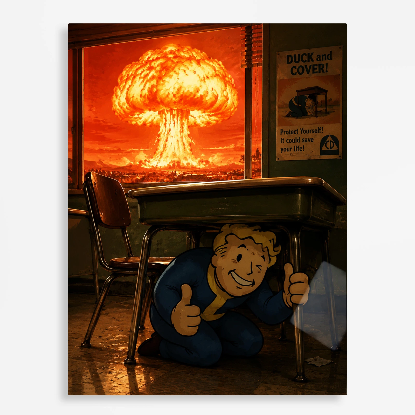 video game metal poster (89) s1 Video Game Metal Poster Wall Decor - Wasteland Vault Boy - A - Image 1