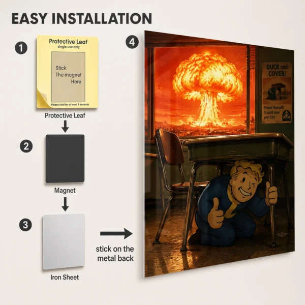 Video Game Metal Poster Wall Decor - Wasteland Vault Boy - A - Image 2