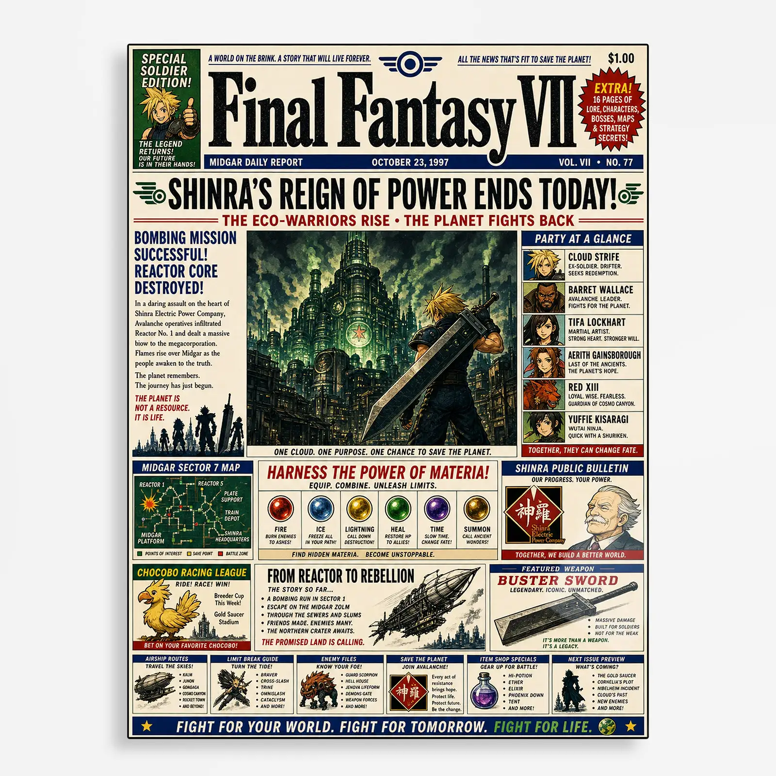 video game metal poster (96) s1 Video Game Metal Poster Wall Decor - FFVII Tifa Lockhart - Image 1